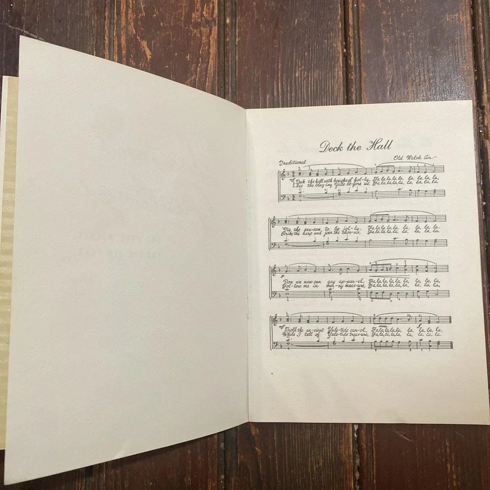 Vtg 1951 Christmas Card Carolers Musicians‎ Boys Sheet Music Metal Crafts Inc